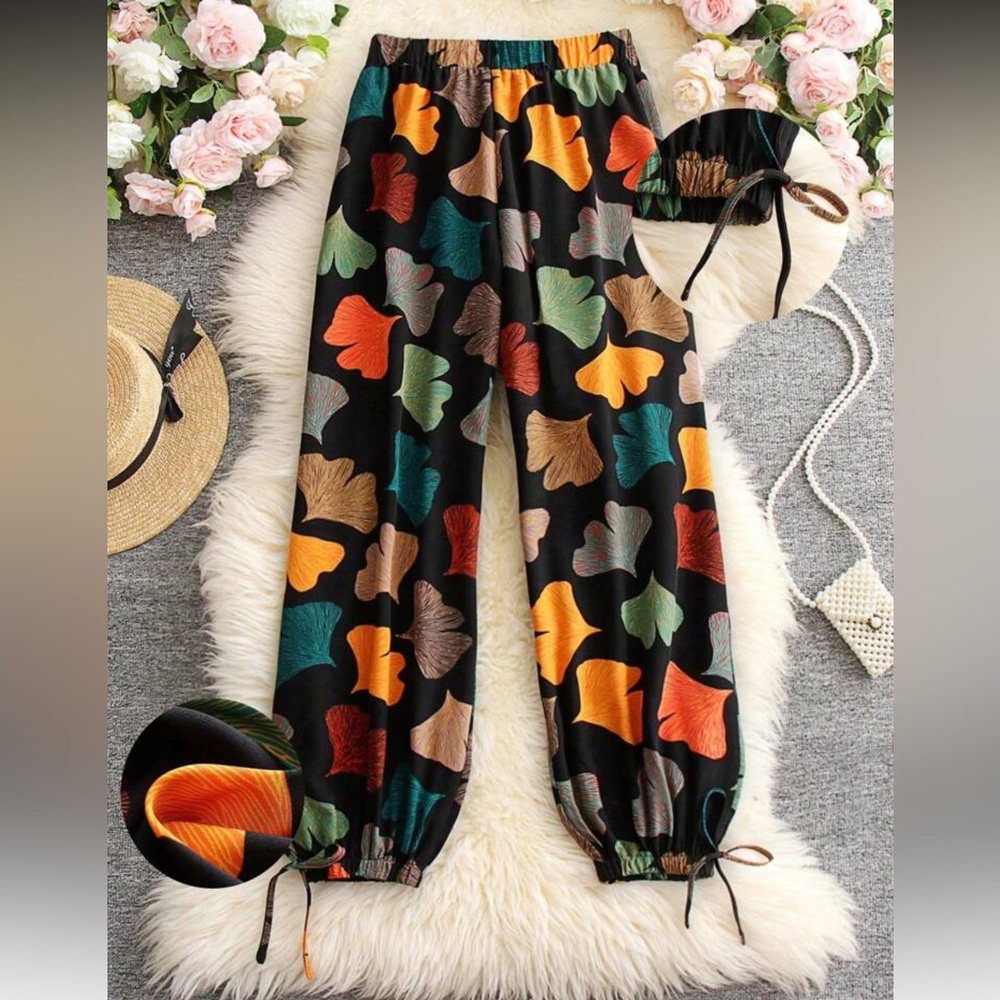 SHEIN Multicolor Leaf Print Joggers